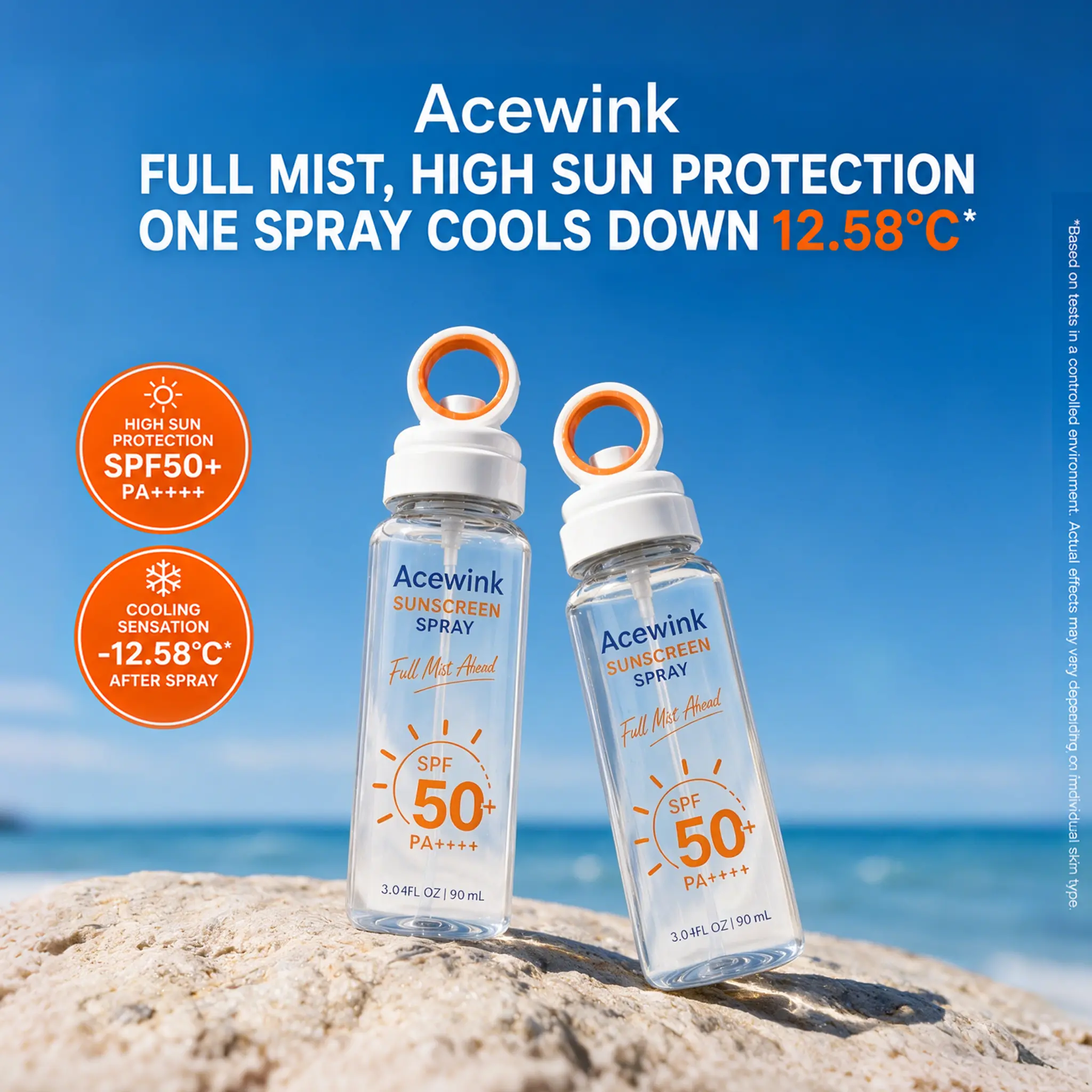 Acewink Sunscreen Spray SPF 50+, Lightweight Sun Protection Mist for Face & Body, Beach & Outdoor Essentials