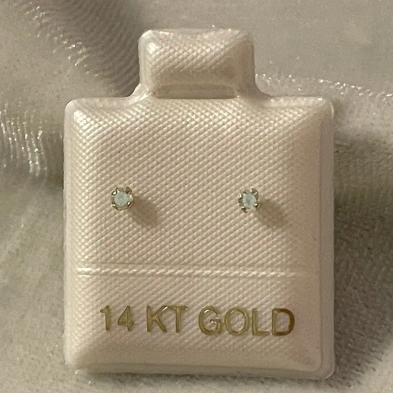 14k gold iridescent tiny earrings