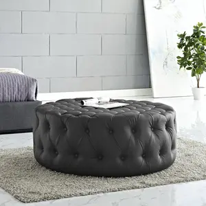 Modway Amour Upholstered Vinyl Ottoman in Black