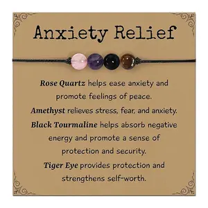 1pc Crystal Anxiety Relief Bracelet with Natural White Quartz - Calming Inner Peace & Stress Relief Amulet for Mother's Day, Mindfulness & Spiritual Wellness Jewelry Gift