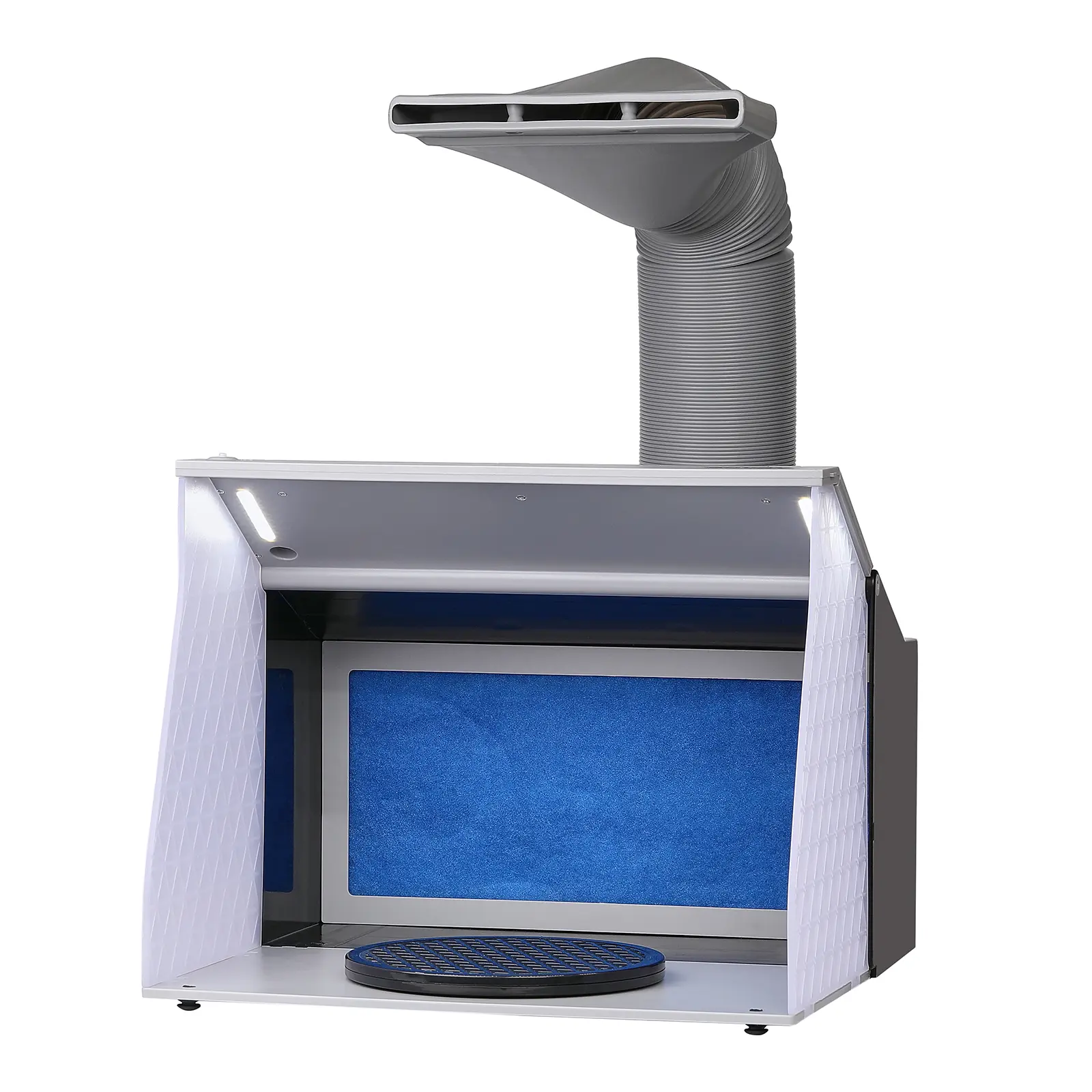 VEVOR Portable Expert Airbrush Kit, Hobby Paint Spraying Tool Booth with 4 LED Lights, Dual Fans, Detachable Turntable, 6ft Extension Hose, Even Coats from All Angles, Father's Day Gift for T-Shirts, Crafting Models