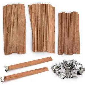 50 Set  Candle Wicks 3 Widths, DIY Candle Making Supplies Wooden Wicks with Iron Stands for  Candles Including 20Set 5.1x0.51in, 20Set 5.9x0.59in, 10Set 5.9x0.75in   Wick