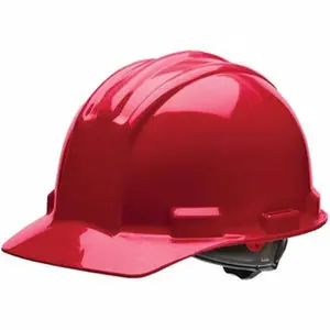 Bullard Red Hard Hat - Adjustable Ratchet Suspension Work Safety Head Protection (Model 51RDR)