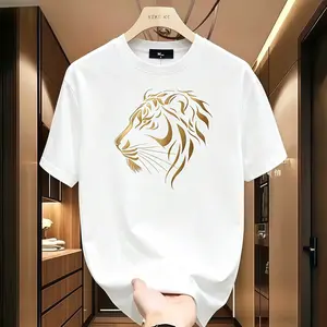 Tiger Short Sleeve T-shirt,Thick Cotton,Summer Holiday,Retro Fashion,printed Design,Loose,Couple Friendly,Half Sleeve,Tiger Tee