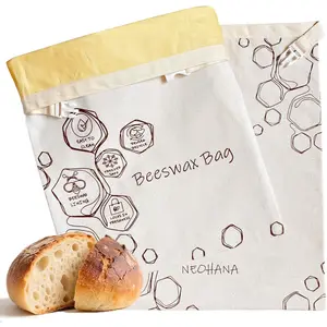 2 Pack Beeswax Bread Bags for Sourdough,Bread Bag for Homemade Bread,XL Reusable Cotton Beeswax Bags for