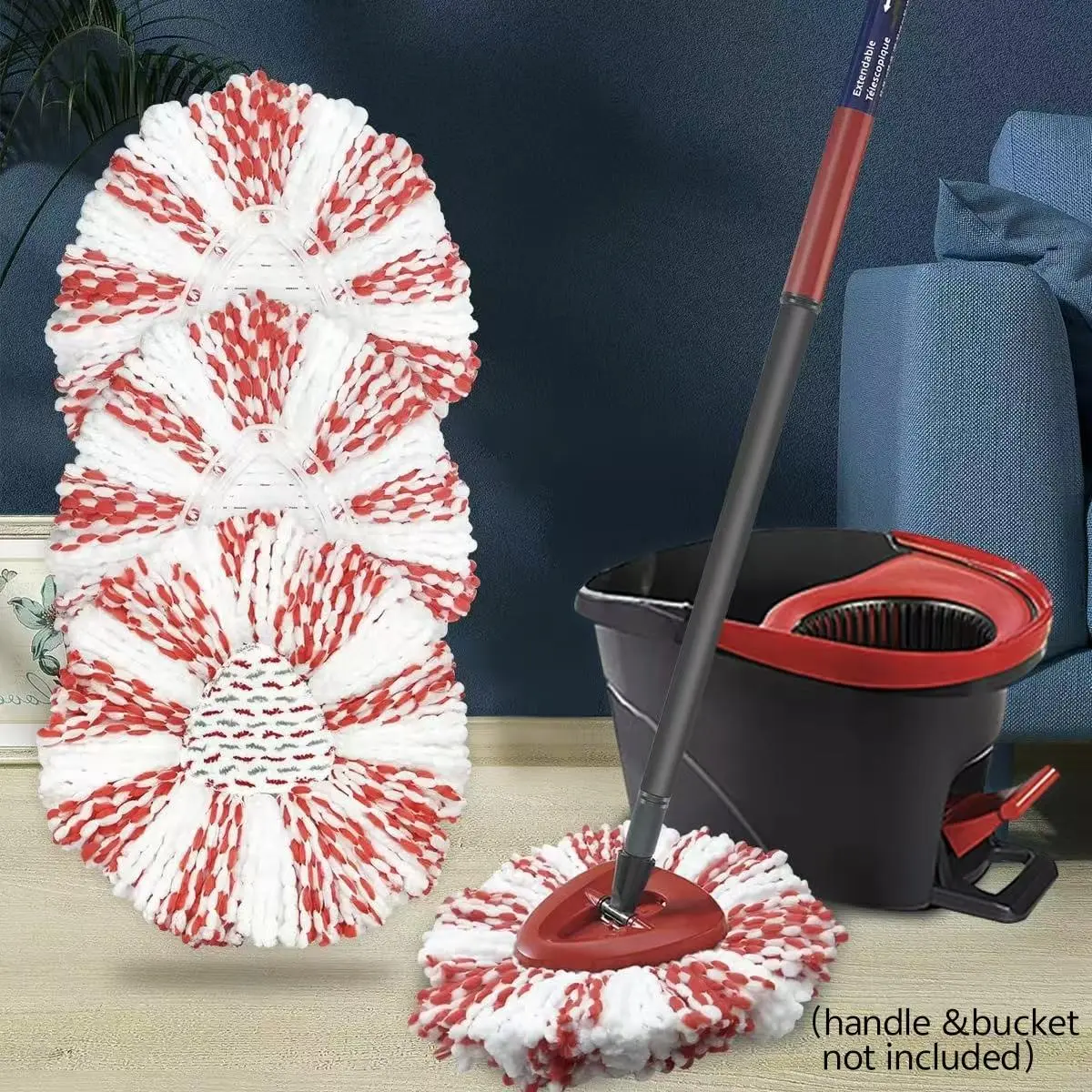 Mop Replace Head, 3 Counts Mop Replacement Kit, Dual Barrel Series Mop Head Replacement, Microfiber Mop Cloth, Deep Cleaning, Machine Washable, Mop Head Refill