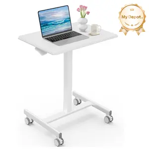 Adjustable Mobile Rolling Standing Desk - Overbed Table with Wheels Teacher Podium Laptop Computer Cart Work Table for Home, Office, Classroom
