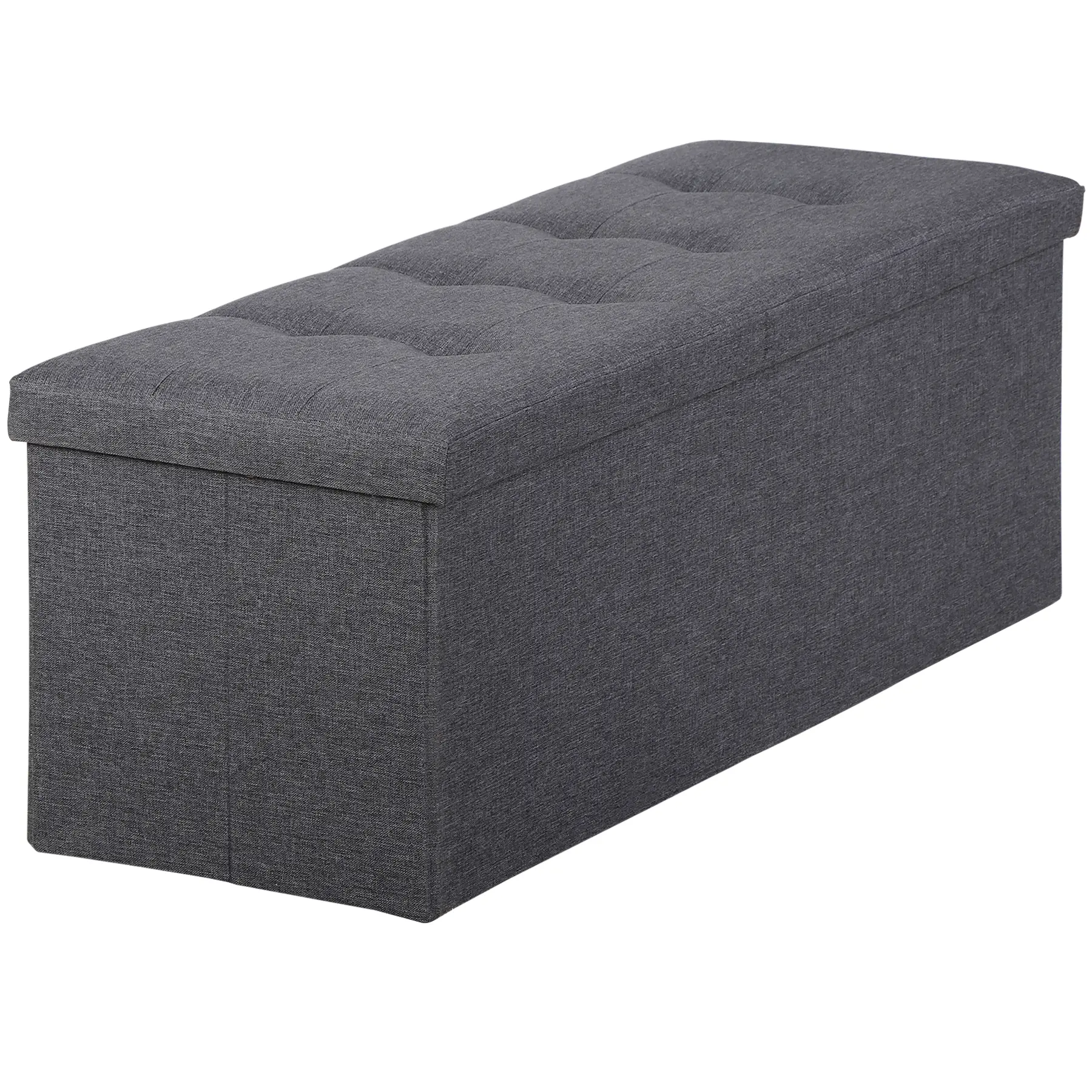 LEMY 43 Inch Folding Storage Ottoman Bench, Large Collapsible Fabric Toy Chest and Footrest Stool for Living Room, Bedroom End of Bed, Entryway, Sturdy MDF Frame with Large Storage Space