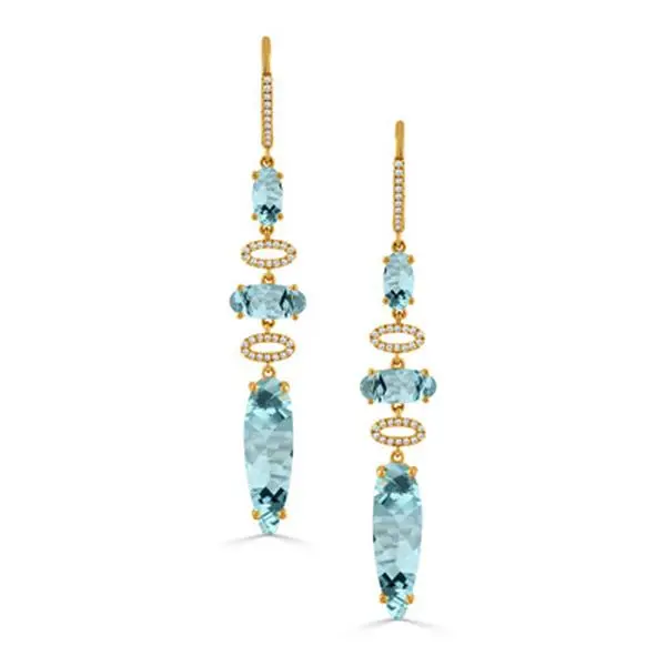 Sky Blue 14K Yellow Gold Diamond Earring