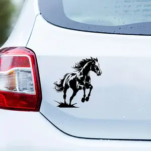 1PC Minimalist Galloping Horse Silhouette Car Sticker, Truck Car Decal For Car Body, Backpacks, Notebooks Galloping Horse + Grass Silhouette Decor Car Decals