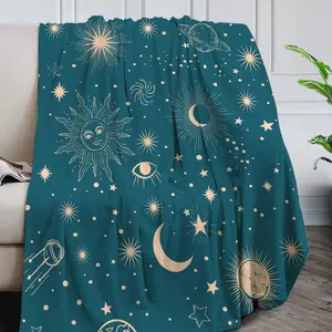 Sun Moon Blanket Super Soft Lightweight Flannel Fleece Throw Blankets for Bed Couch Sofa, All Season Warm Cozy Plush Sofa/Bed Blankets