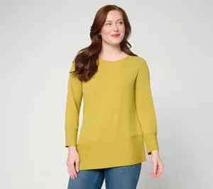 Denim & Co. Regular Ribbed Jacquard Asymmetrical Tunic