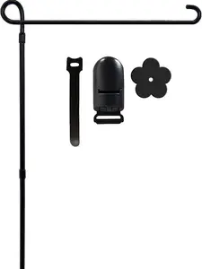 Garden Flag Holder Stand, Premium Yard Flag Holder Weather-Proof Metal Powder-Coated Flagpole with Clip and Stopper for Christmas Garden Flag, Outdoor Garden Decor Decoration