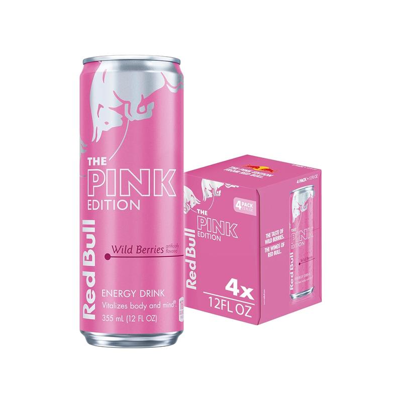 Red Bull Wild Berries, Pink Edition, with 114mg Caffeine plus Taurine & B Vitamins, 12 Fl Oz, Pack of 4 Cans