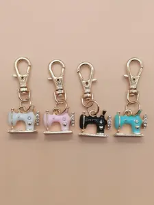 4/20pcs Vintage-Inspired Sparkling Rhinestone Sewing Machine Keychains | Alloy Charms in Pink, Black, Light Blue & White with Secure Lobster Clasp | Perfect for Crafts, Gifts, and Fashionable Accessories, Sewing Supplies Accessories
