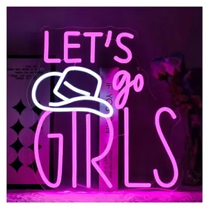 Sign Illuminated Let's Go Girls Neon Lights For Bistro Bedroom Game Room Decor 32.5x34.8cm Sign Lamp