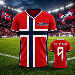 Personalized Norway Soccer Jersey, Custom Name Number Football Fan Shirt, Red Norway Game Day Jersey for Men