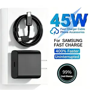 45W 5A US Plug USB-C Super Fast Charger For Samsung S22 S23 FE S24 S25 Plus S26 Ultra Type C to Type C Quick Charging Data Cable Phone Accessories Set