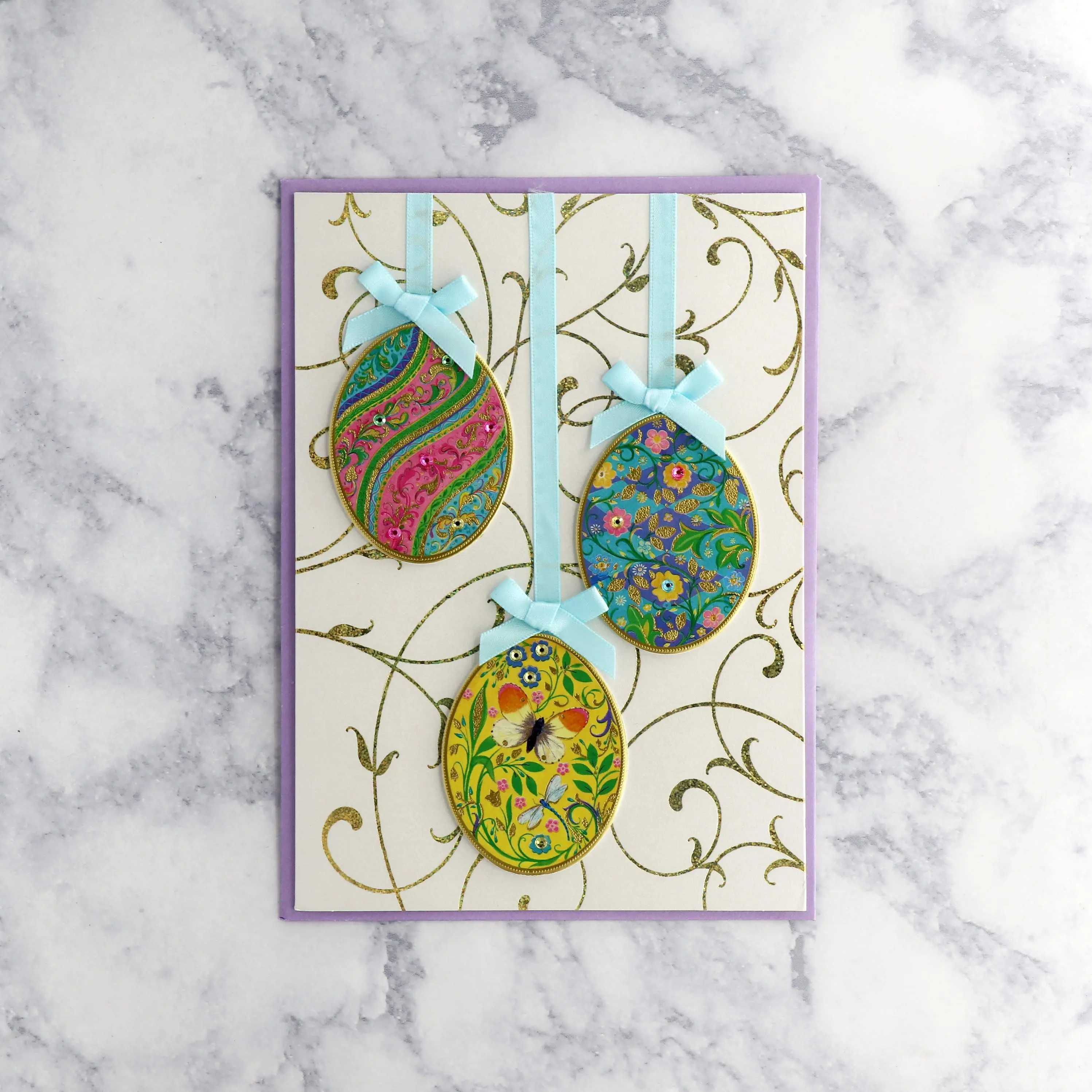 Elegant Hanging Eggs Easter Card