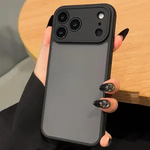 Stylish Matte Translucent Protective Shock-Resistant Protection Cover Casing Designed for iPhone 17 Pro Max, 17 Air,17 Pro , 17,16,15,14,13 Pro Max Suitable for Both Men And Women in Black