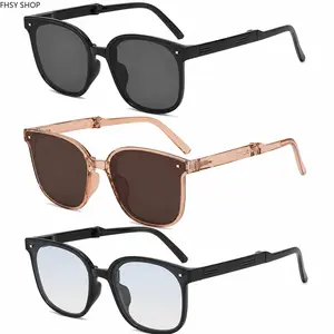 FHSY SHOP Foldable Black Square Anti-UV Women's Sunglasses - UV400 Protection, for Everyday Carry and Minimalist Fashion Looks, Foldable Women's Sunglasses