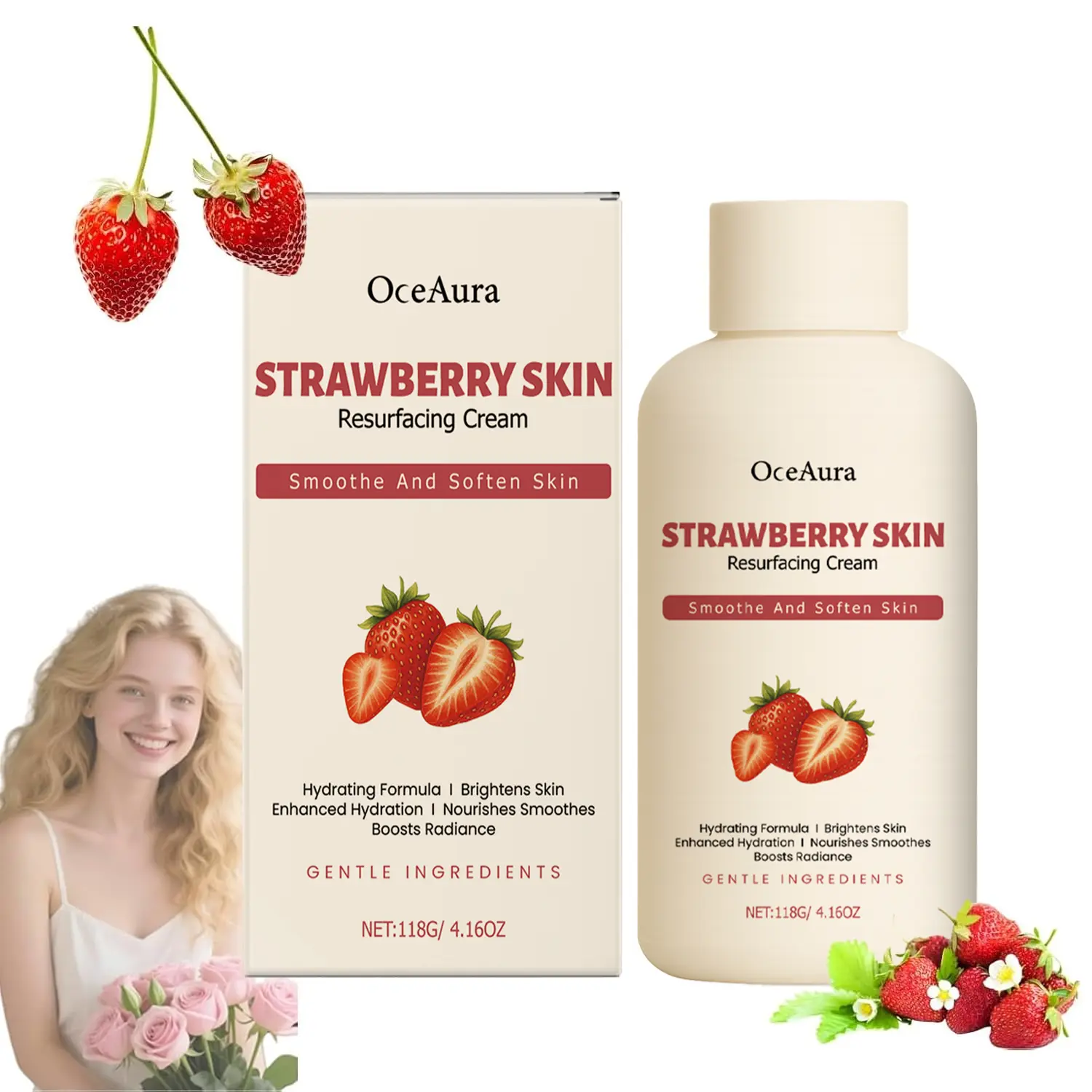 Strawberry Skin Resurfacing Cream – Lactic Acid Exfoliating Body Cream for Strawberry Legs, Chicken Skin & Rough Bumpy Skin, Deep Moisturizing & Skin Smoothing, 4.16 OZ