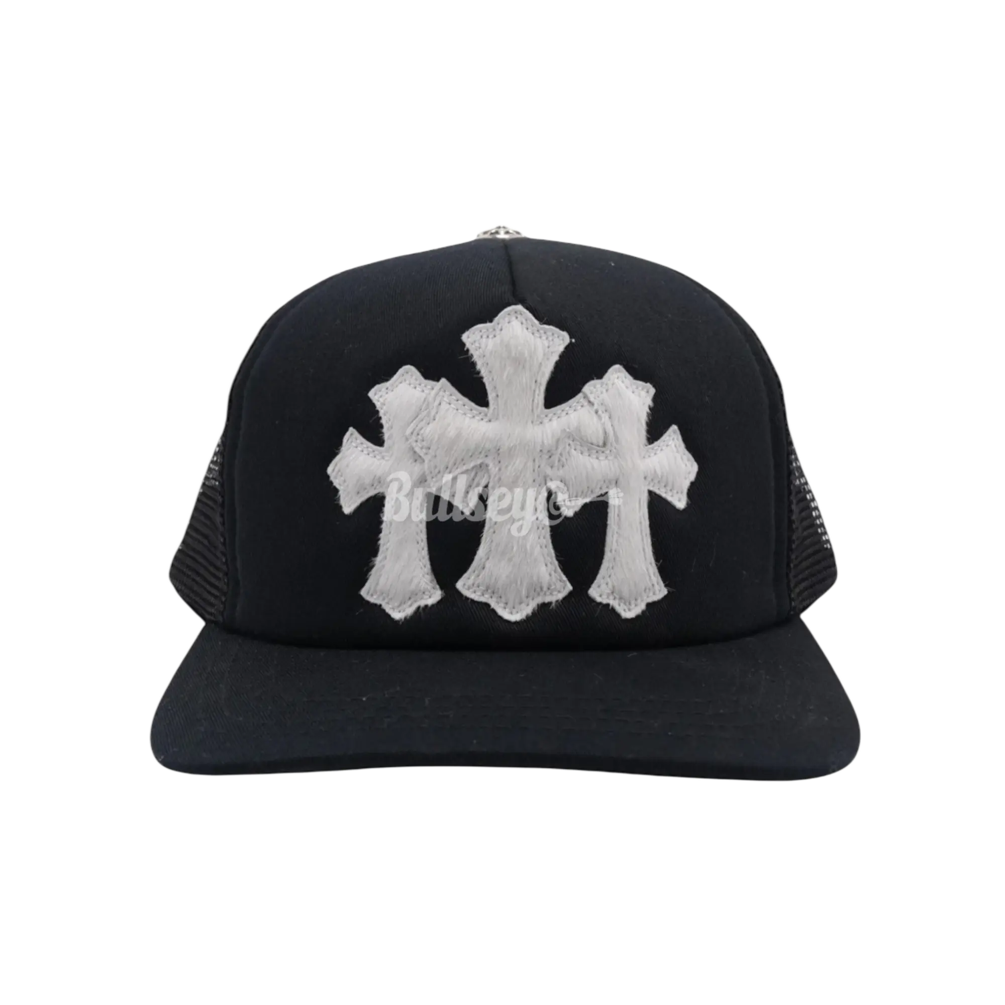 Chrome Hearts Pony Hair Cemetery Cross White Patch Black Trucker
