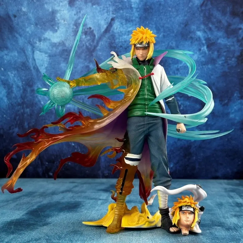 Gem Resonant Evil Minato Fourth Hokage Glow Dual-Head Anime Figure, Naruto Series Flash, Uzumaki Minato Father Collectible