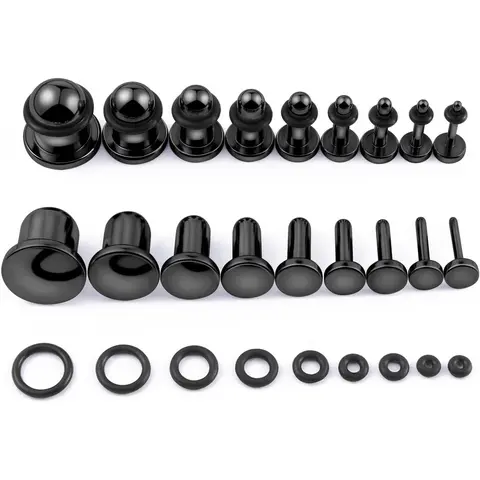 18PCS 316L Surgical Steel 14G-00G Ear Stretching Kit for Adults - Smooth Solid Single Flat Top Gauges, 2G-6G/8G Expanders, Gold Silver Gauge Tunnels for Long-Term Wear Beauty & Personal Care Jewelry
