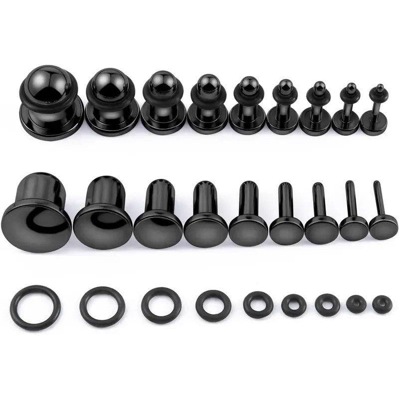 18PCS 316L Surgical Steel 14G-00G Ear Stretching Kit for Adults - Smooth Solid Single Flat Top Gauges, 2G-6G/8G Expanders, Gold Silver Gauge Tunnels for Long-Term Wear Beauty & Personal Care Jewelry