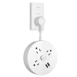 Short Extension Cord 2 inch, Short Cord Power Strip with 3 Outlets 2USB  , Flat Outlet Extender, Non-Blocking, Non-Surge Protection for Cruise Travel Dorm Kitchen Bathroom, White