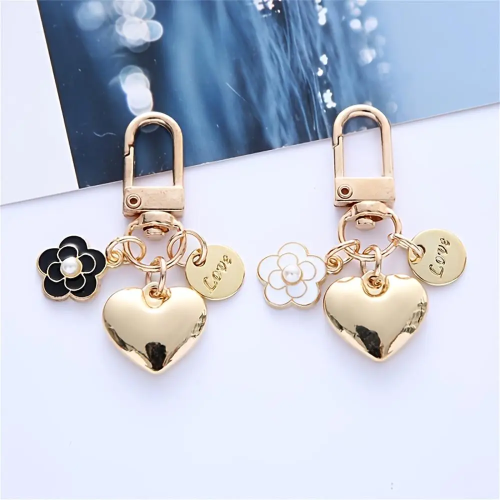 Heart & Flower Design Car Keychain, Fashionable Car Key Ring Decoration, Cute Car Key Chain for Women & Girls, Car Interior Accessories