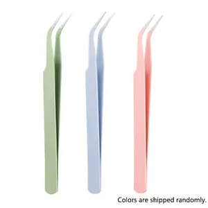 Megalook 1 Pcs Set Pliers Straight & Curved Volume Lash Tweezers for Eyelash Extension, Precision Crafting Tool for Beginner Girls & Women