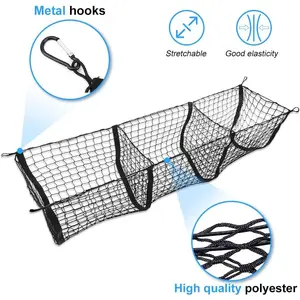 Removable Pocket Universal Elastic Mesh Net Trunk Bag,Truck Heavy Duty Cargo Net Organizer for Pickup Truck Ford F-Series/Dodge Ram/GMC/Chevrolet Silverado/Toyota/Honda(53" x 11.8")