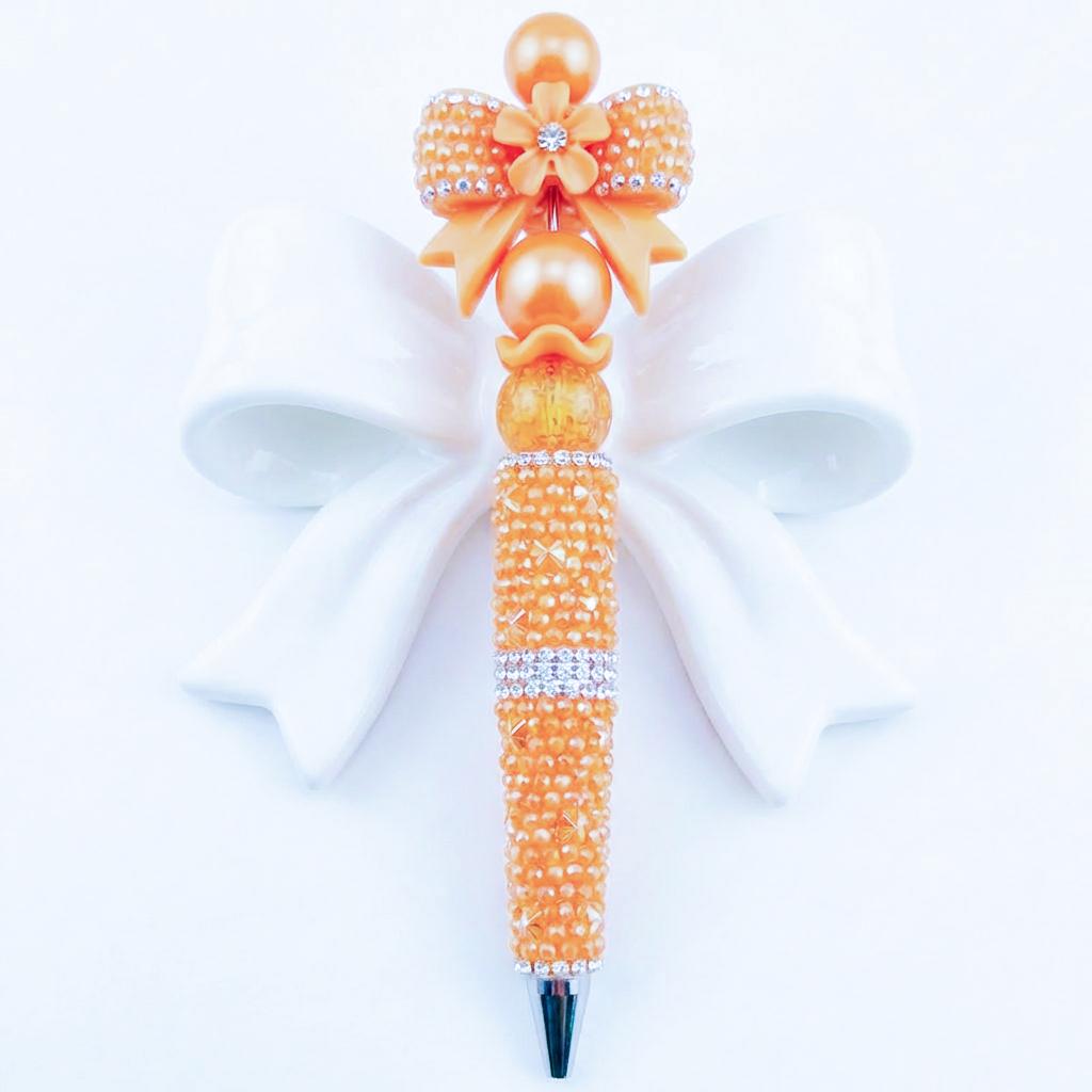 4 PCS Luminous Snowflake Full Rhinestone Glitter Beadable Pen | Handmade Bead DIY Pen, 1.0mm Ballpoint Pen, Cute Bead Journaling Pen & Beadable Item, Bling Rhinestone Chain Love Bead Pen, Tween Girl Gift, Sparkly Craft Stationery Beauty Must-Have Gift