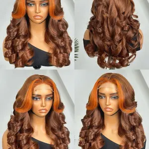 18 Inches Two Tone Colored Bouncy Hair Extensions with 4x4 Closure - 100% Human Hair