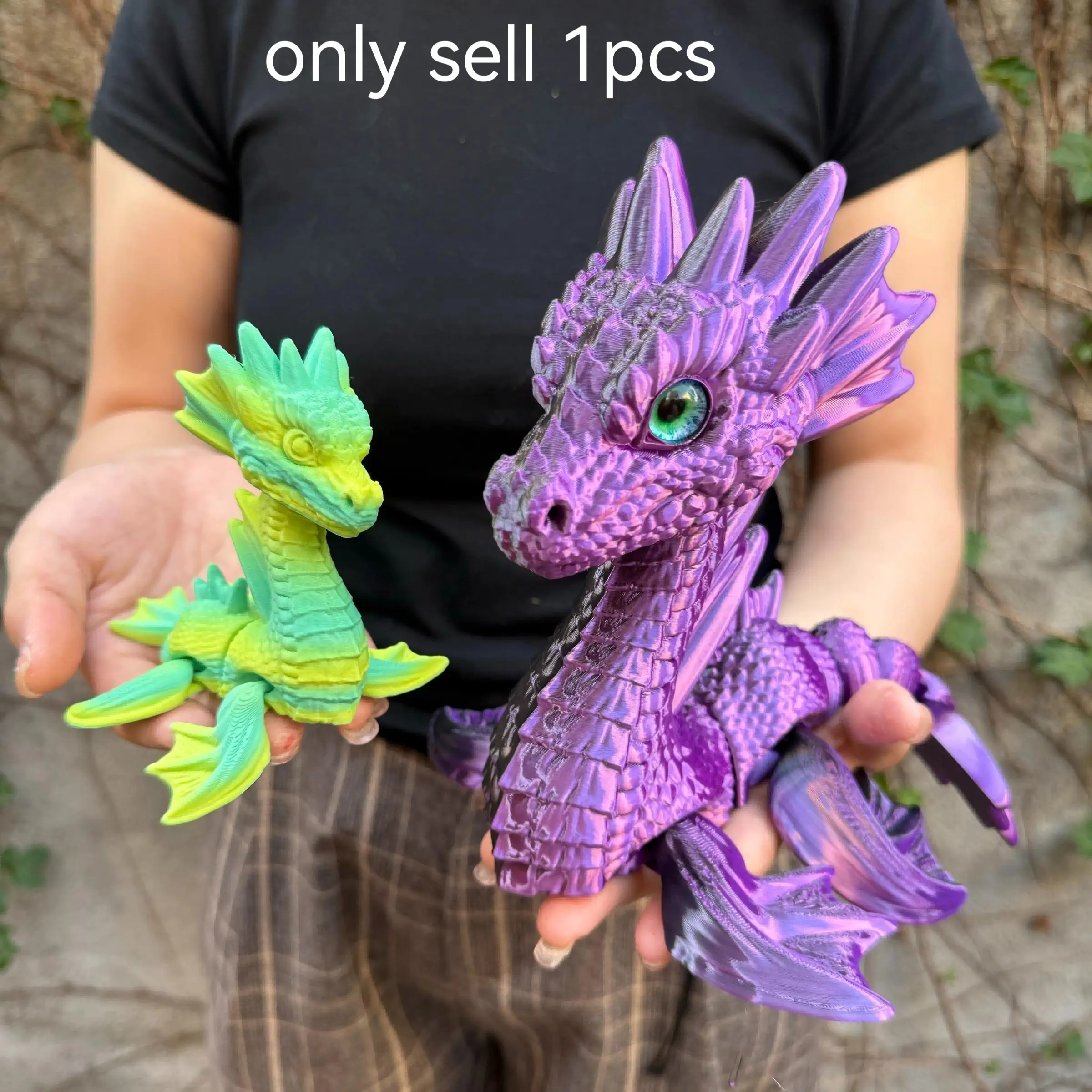 1pc 3D Printed Dragon Figurine, Decorative Figurines, Home Decor with Realistic Eyes, Moving Joints, Christmas Gift, Birthday Present, Versatile Decoration, Desktop Figurine