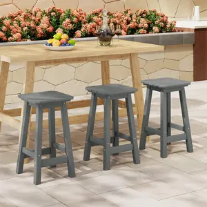 Paradise 24" Outdoor Patio HDPE Square Counter High Backless Bar Stools Set of Three