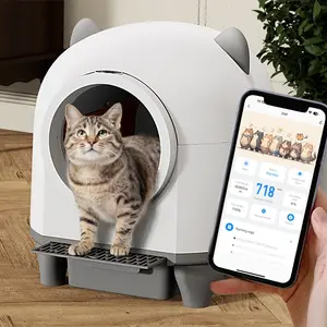 AoKtech Smart Low-Noise Auto-Cleaning Litter Box 80L Self Cleaning Cat LitterBox APP-Controlled with 10 Smart Sensors, SafetyProtection,Easy Mai litter box cats ntenance, Easy Setup & Clean stainless steel litter box automatic litter box
