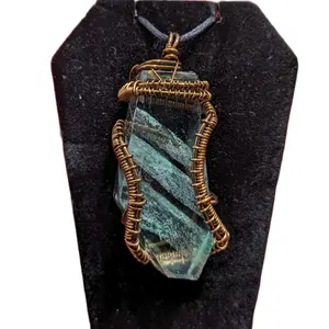 Handmade Copper Wrapped Fluorite Quartz Crystal
