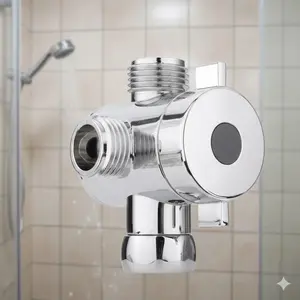 3-in-1 Shower Diverter Valve Tool-Free Installation Adapter, Bidet Sprayer and Toilet Three-Way Connector, G1/2 Thread Eco Brass Anti-Rust Design, Multi-Function Switching Shower Head Attachment