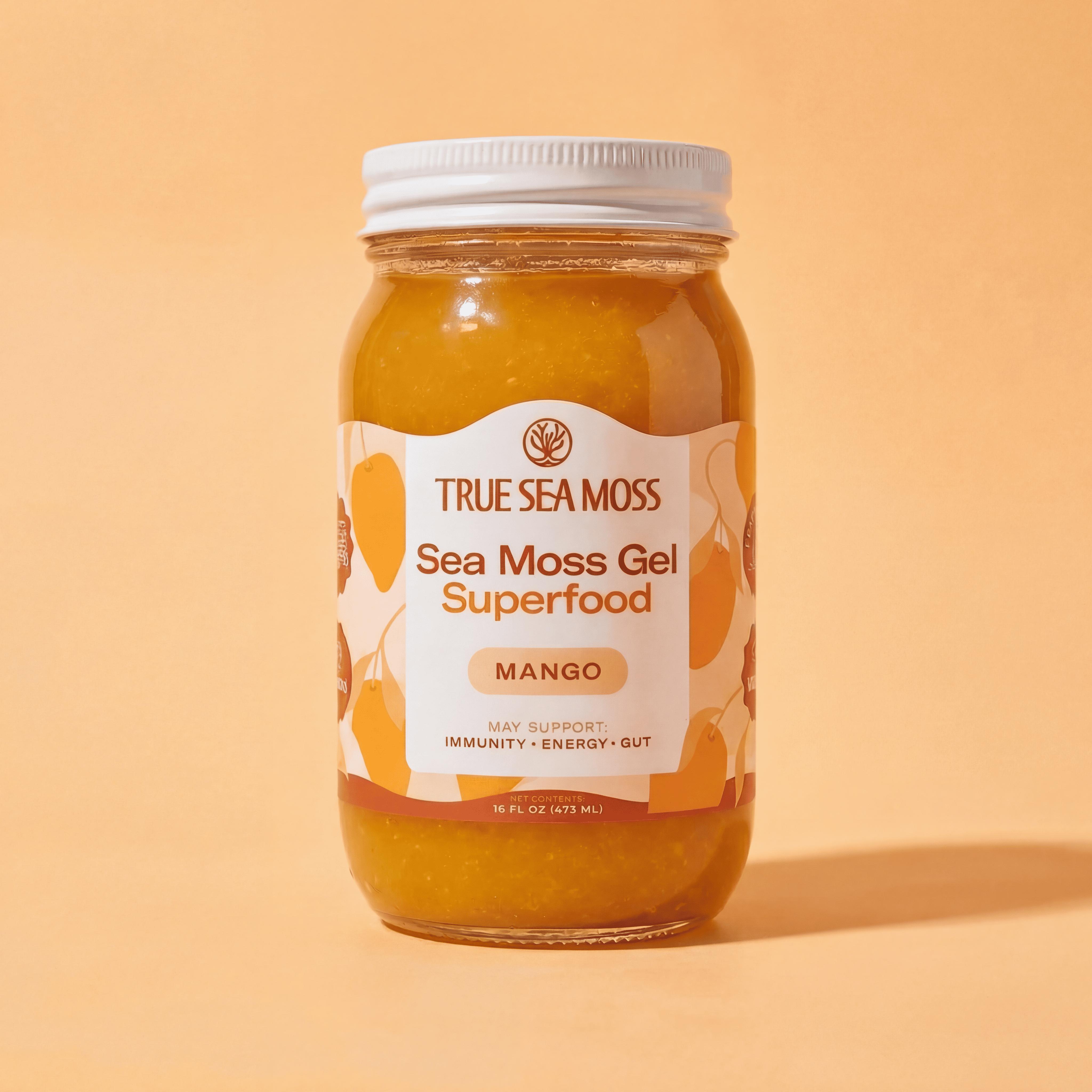 TrueSeaMoss Mango Irish Sea Moss Gel – Rich in Minerals & Vitamins – supports Immune, improves digestion, boost energy,