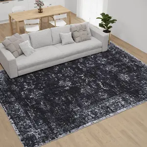 Vintage Washable Area Rug Distressed Short Pile Carpet Anti-Shedding Carpet Soft Lightweight Carpet for Living Room Bedroom