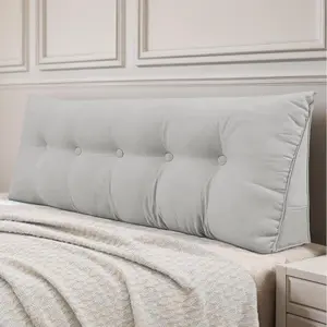 Headboard Pillow , Large Triangular Wedge Headboard Pillow for Reading and Resting, Backrest Positioning Support Pillow with Removable Cover (Light Grey)