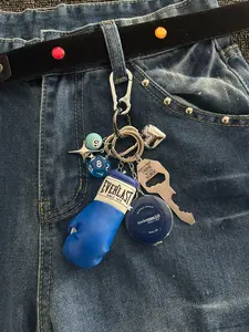 Multifunctional Waist Bag Pendant Keychain, Portable Tape Measure Accessory, Punk Style Fashion Charm for Bags & Keys, Lightweight Keychain, Fashionable Alloy Keychain