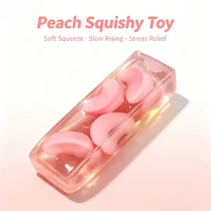 Long Fruit Series Squishy Toys - Watermelon, Yellow Peach, Melon, Ice Cube-Shaped Jelly Fidget Toys for 6-8 Years Old Kids, Hands-On Play, Stress Relief, Endless Entertainment, Reusable for Classrooms