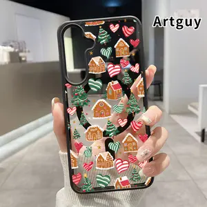 Compatible with Samsung Galaxy S24 Plus S25 S23 FE S22 Ultra S22+ Case Gingerbread Christmas Bliss Magnetic Transparent Acrylic Back TPU Edges support wireless charging Phone Cover for Boy