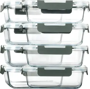 M MCIRCO [8-Pack,30 oz] Glass Meal Prep Containers,Glass Food Storage Containers,Airtight lunch Containers with Lids, Microwave, Oven, Freezer and Dishwasher