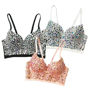 Rhinestone Bra Top Deep V Ladies Bra