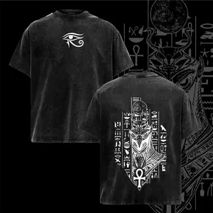 Horus T-Shirt – Vintage Washed Egyptian God Graphic Tee, Streetwear Gym Apparel, Soft Cotton Unisex Top, Egyptian Mythology Shirt, Crewneck Clothes, Gift for Mythology Fans